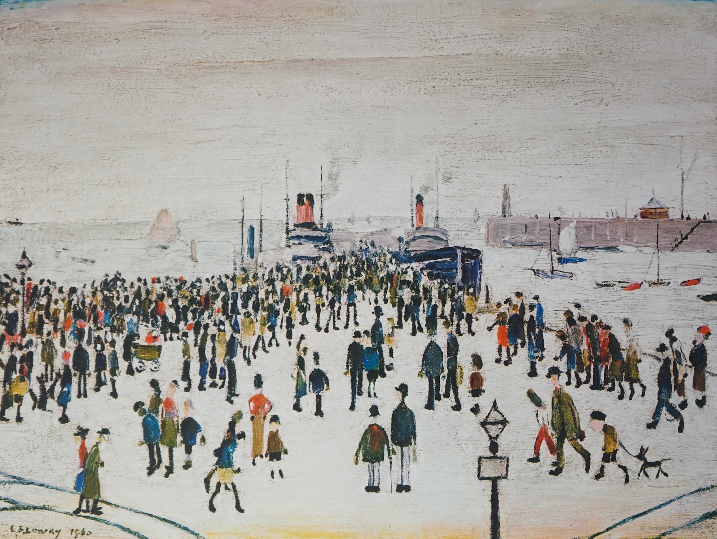 Laurence Stephen Lowry RA, RBA (1887-1976), Ferry boats, offset lithograph, 30.5 x 40.5cm